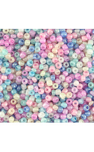 Glass seed beads 11/0 (2mm) Multicolour shiny pastel